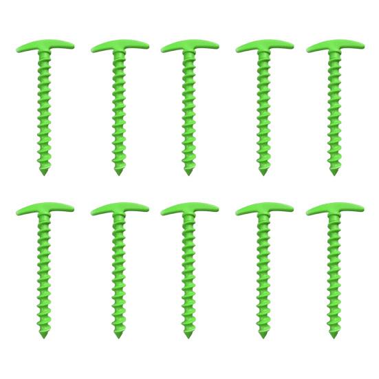 Yousheng 10Pcs Plastic Screw-in Tent Stake, Heavy Duty T-shaped Canopy Tent Peg, Windproof Spiral Ground Stake for Outdoor Camping Hiking