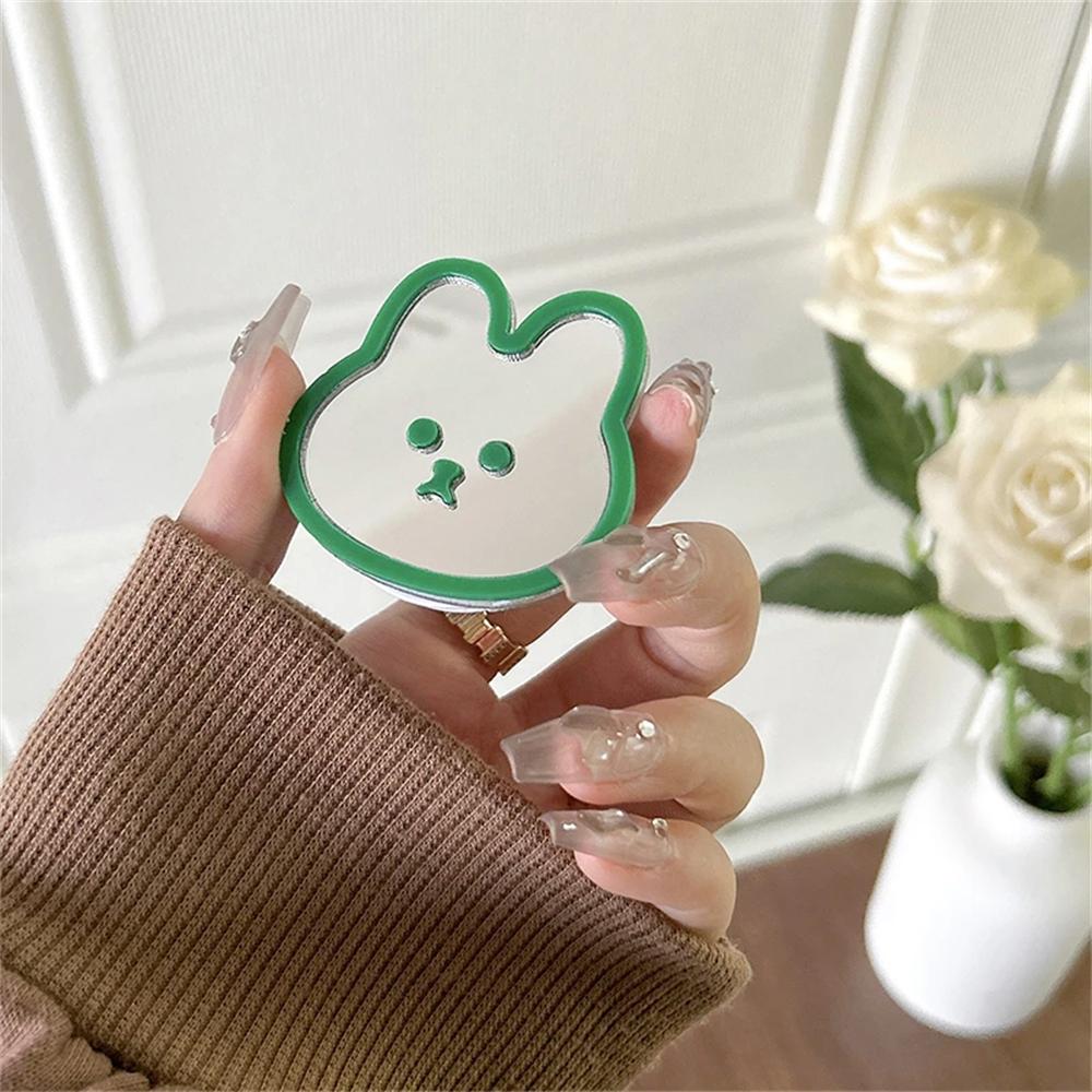 INS Cute Rabbit Mirror Phone Griptok Grip Tok Holder Ring Gift For iPhone Accessories Korean Lovely Foldable Phone Stand Holder