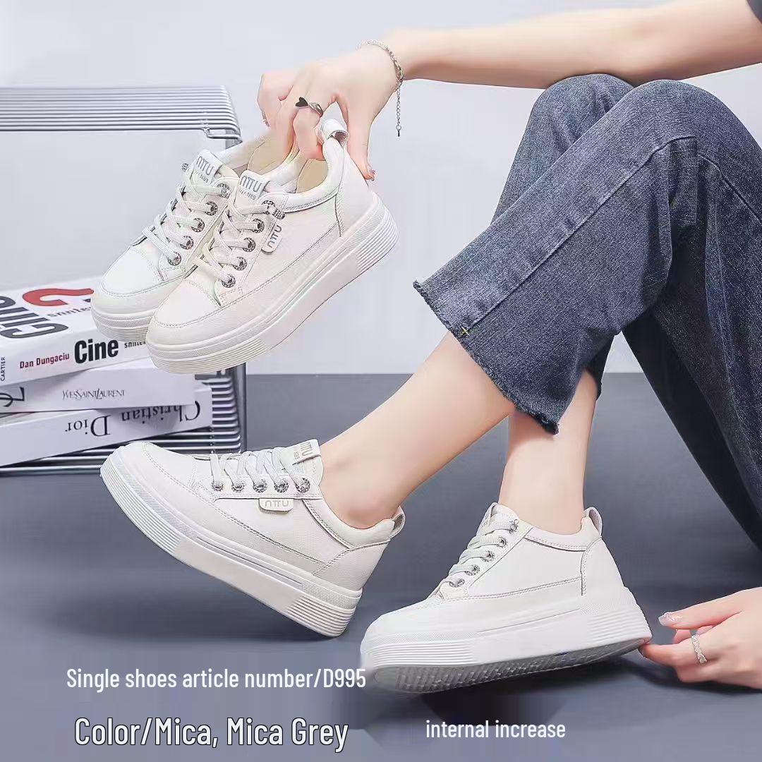 

Женские белые кроссовки на скрытой платформе, удобная мягкая подошва, натуральная кожа, коллекция Осень 2025. 40
