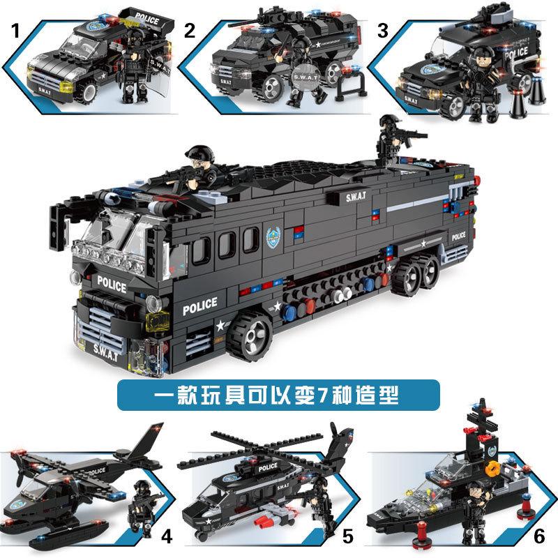 Swat Team Military 6-12 Children'S Puzzle Assembled Building Block Storm Mobile Combat Bus C0547