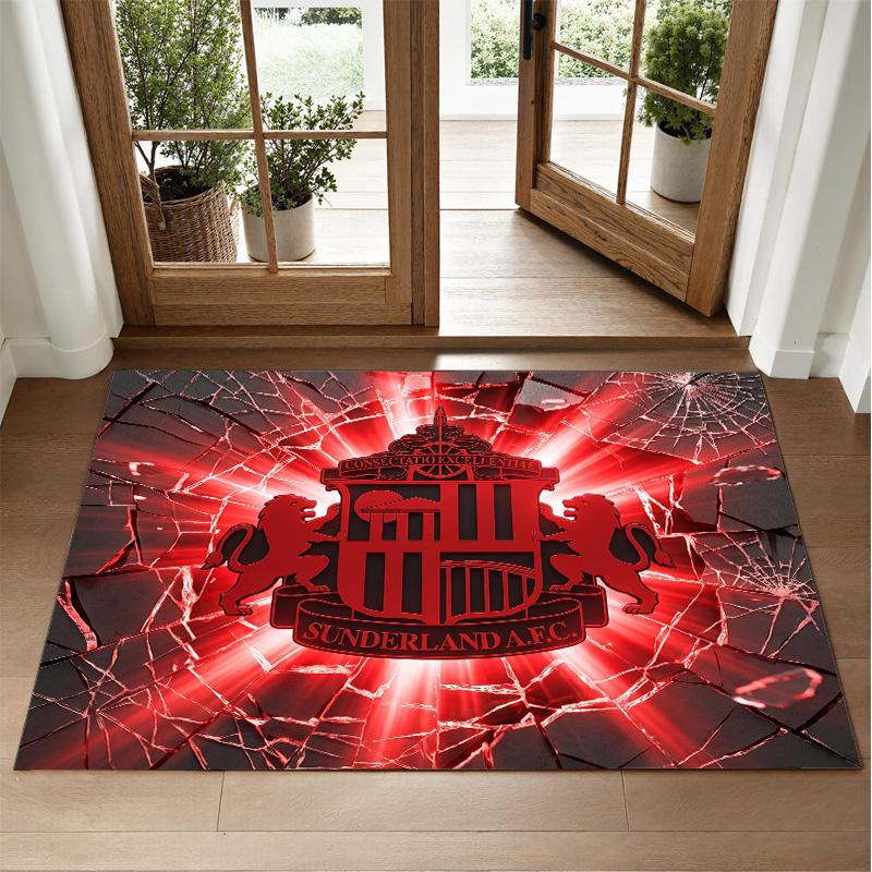 Sunderland Football Design Crystal Velvet Rug Soft Decorative Mat for Bedroom Entrance