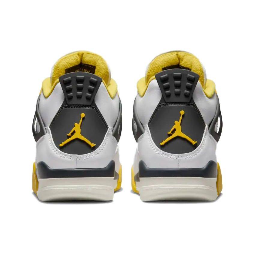 Air Jordan 4 Retro Vivid Sülfür Kadın Spor Ayakkabı Beyaz Hindistan Cevizi Sütü Antrasit AQ9129-101