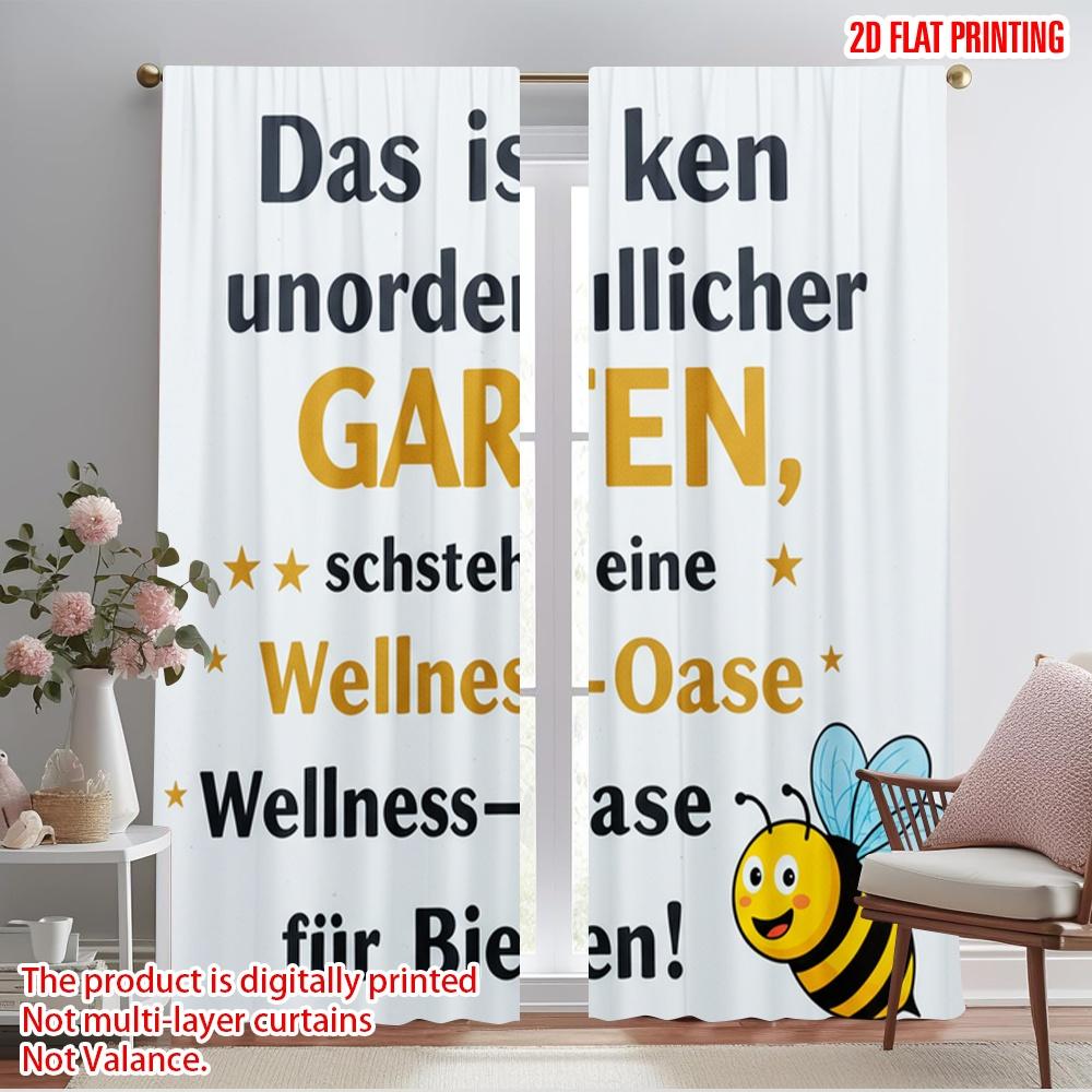 

2pcs 2D flat printing Window Curtains Not Messy Garden Bee Oasis Polyester Without Electricity Holiday Decorations for Home 52.50×116.00 CM 2pcs