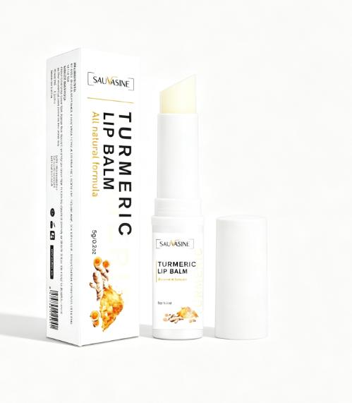 SAUVASINE Kurkuma Lippenbalsam Feuchtigkeitsspendend Pflegend 5g Tragbare Lippenpflege für trockene Lippen, Reduziert Lippenfältchen, Unisex