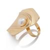DIEZI Exaggerated Irregular Imitation Pearl Adjustable Rings For Women Men Fashion Gold Silver Color Metal Knuckle Joint Ring