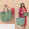 Conjunto de Bolsas Tote GOLWIS de 2 Peças, Lona, Bolsa Interna, Segunda Bolsa, Sacola Ecológica, Mãe, Casual, Simples, Rústico, Feminino, bag0036, Verde