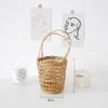 Picnic Props Straw Woven Basket with Handle Tea Cup Cover Practical Storage Basket