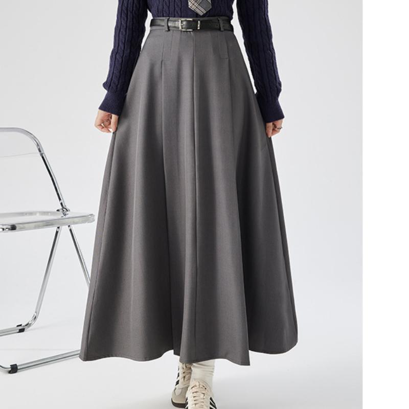 Women's New Spring and Summer Pleated Skirt Suit Ice Silk Sweet Style Skirt High Waist Slim A-line Midi Skirt