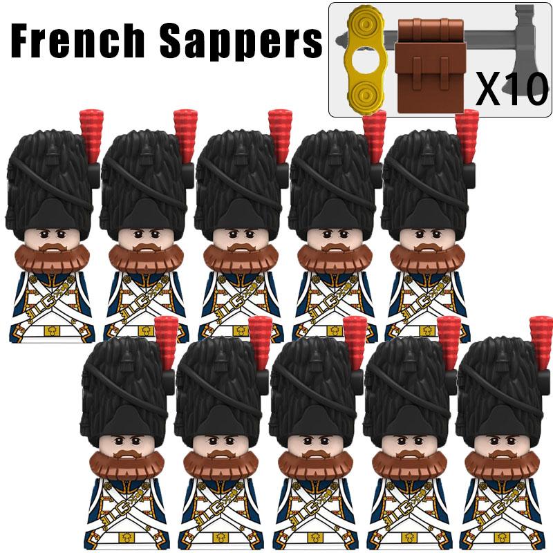 Kids Toys Napoleonic Wars Building Blocks 10pcs/lot Fusilier Lancer Soldiers Mini Action Figures Toys For Kids Christmas Gifts