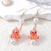 Fashion Cute Simulation Ocean Glazed Octopus Pendant Earrings Imitation Pearl Niche Ins Vacation Style Girl