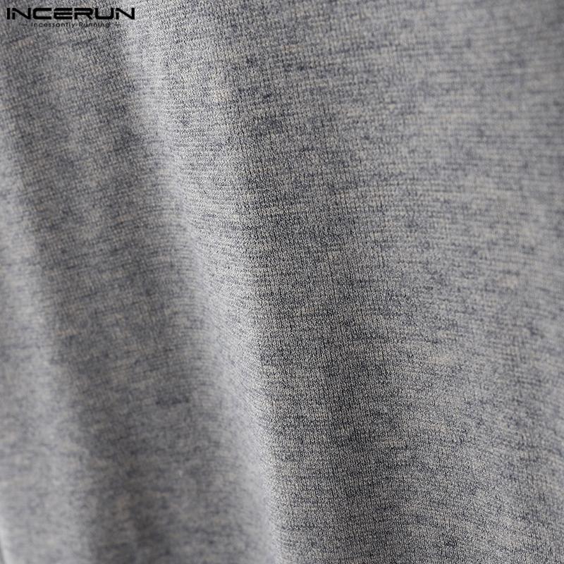 INCERUN Men Lapel Neck Short Sleeve Casual Loose T-shirts Tops