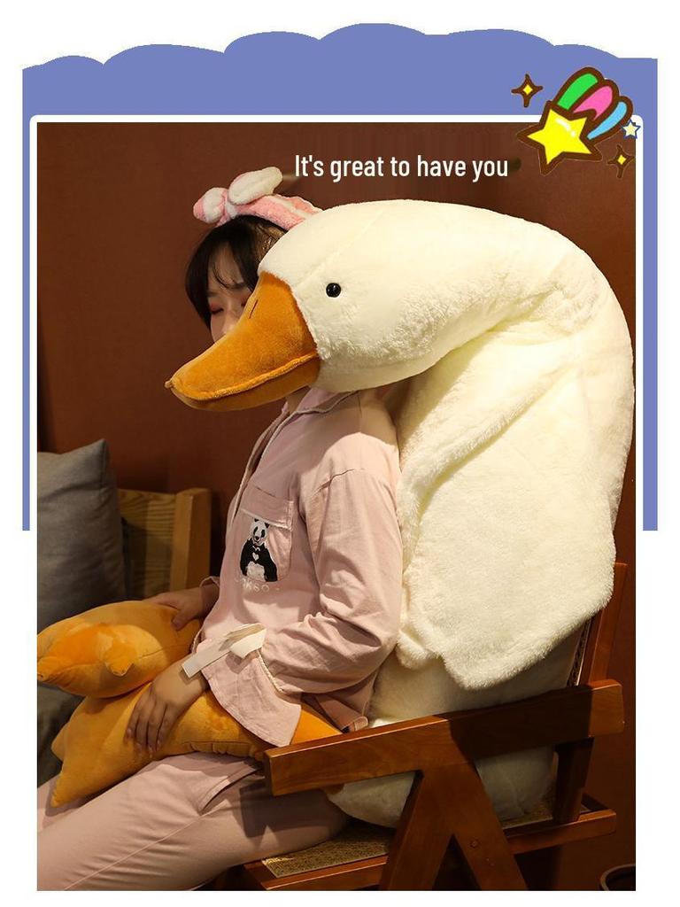 Douyin Viral Giant White Goose Plush Pillow – Cute Duck Stuffed Animal for Birthdays