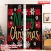 Elegant Set Of 2 Flat Printing Merry Christmas Popular Curtain Fabric Without Electricity Spring Party Holiday Decor Curtains Made Polyester