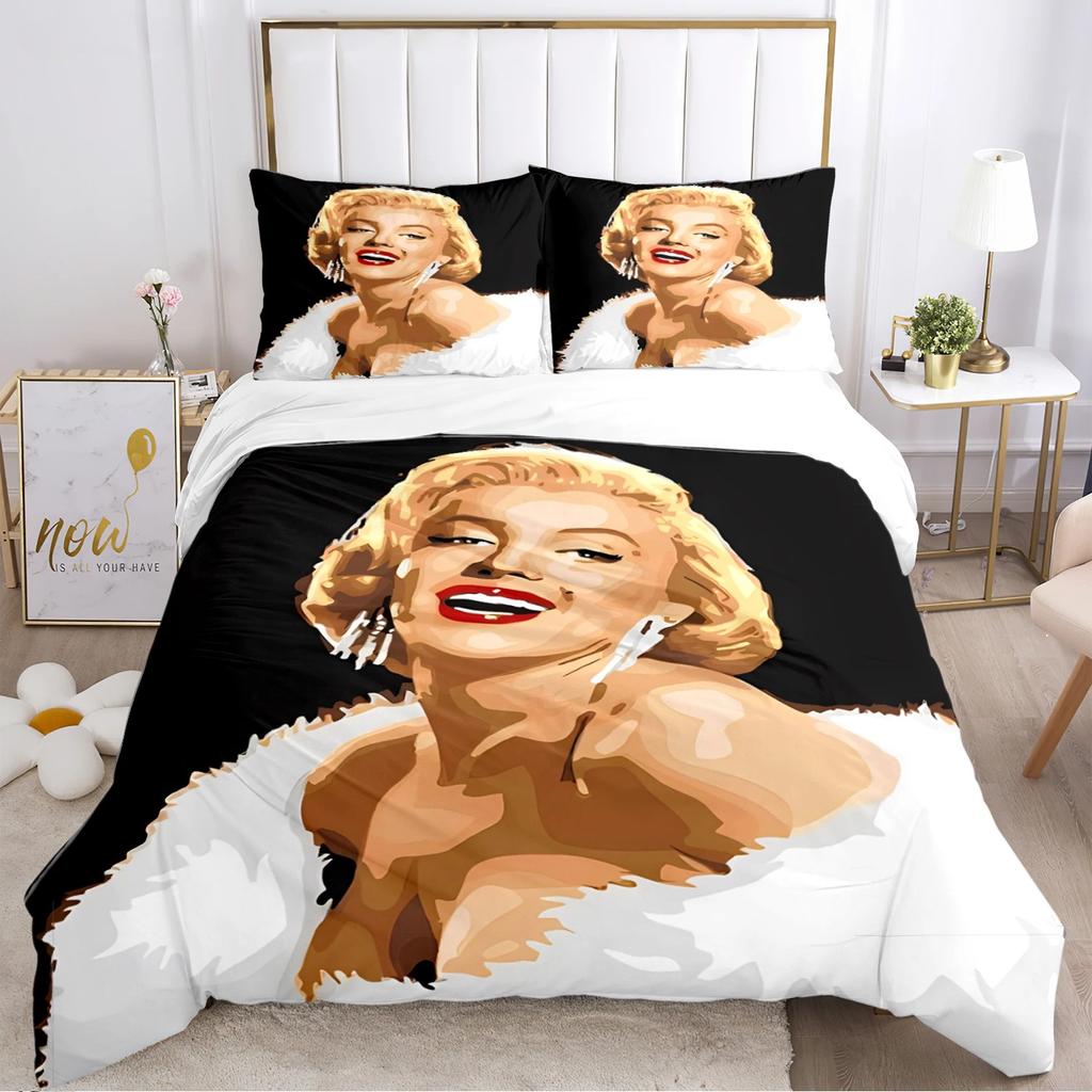 Marilyn Monroe Duvet Cover Soft Bedding Set with Pillowcases for Teens Single Double Queen King Size