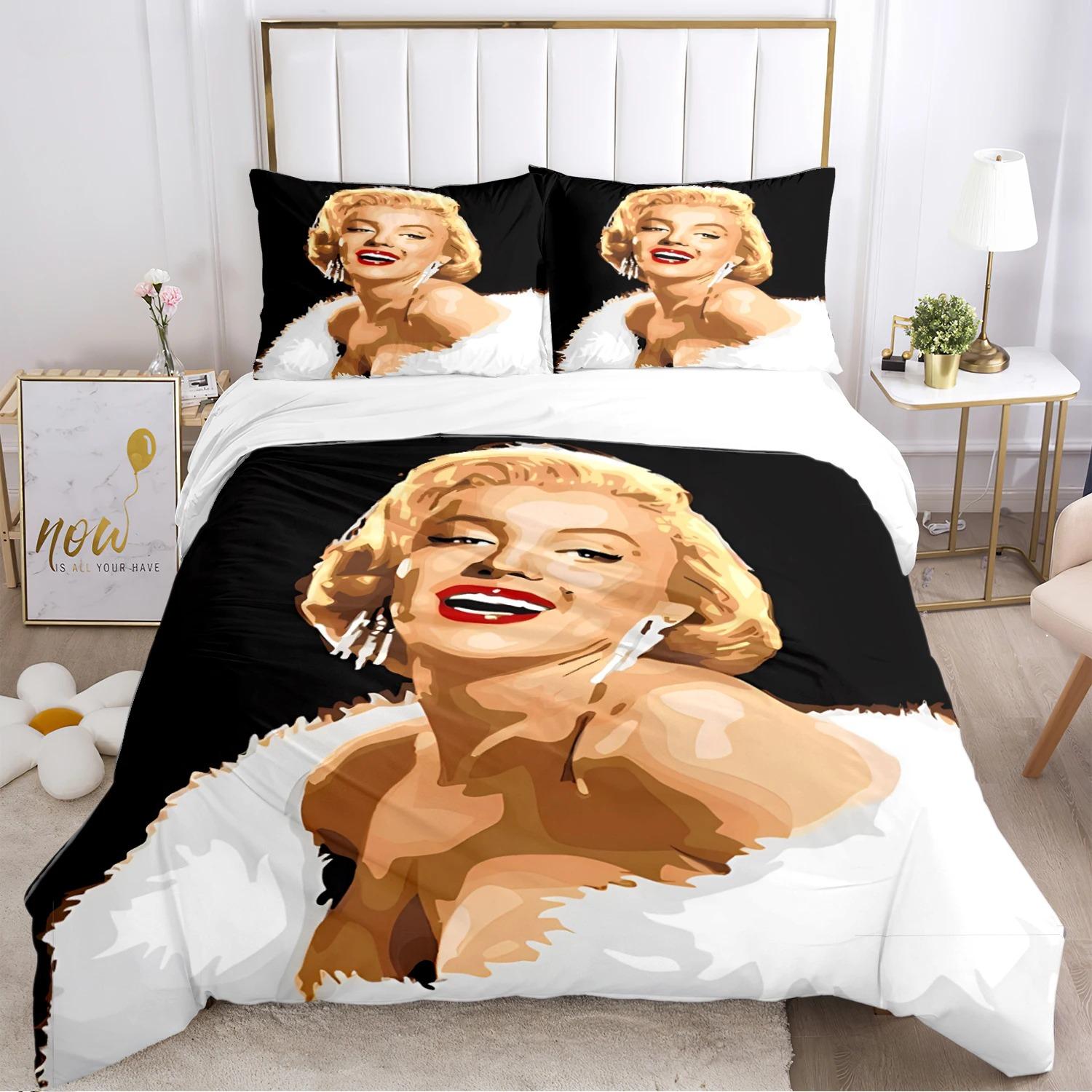 

Підковдра з Мерілін Монро, комплект постільної білизни Fear, м яка підковдра та наволочки для підлітків-хлопчиків, одномісне/двоспальне/королівське 150X200cm-3pcs