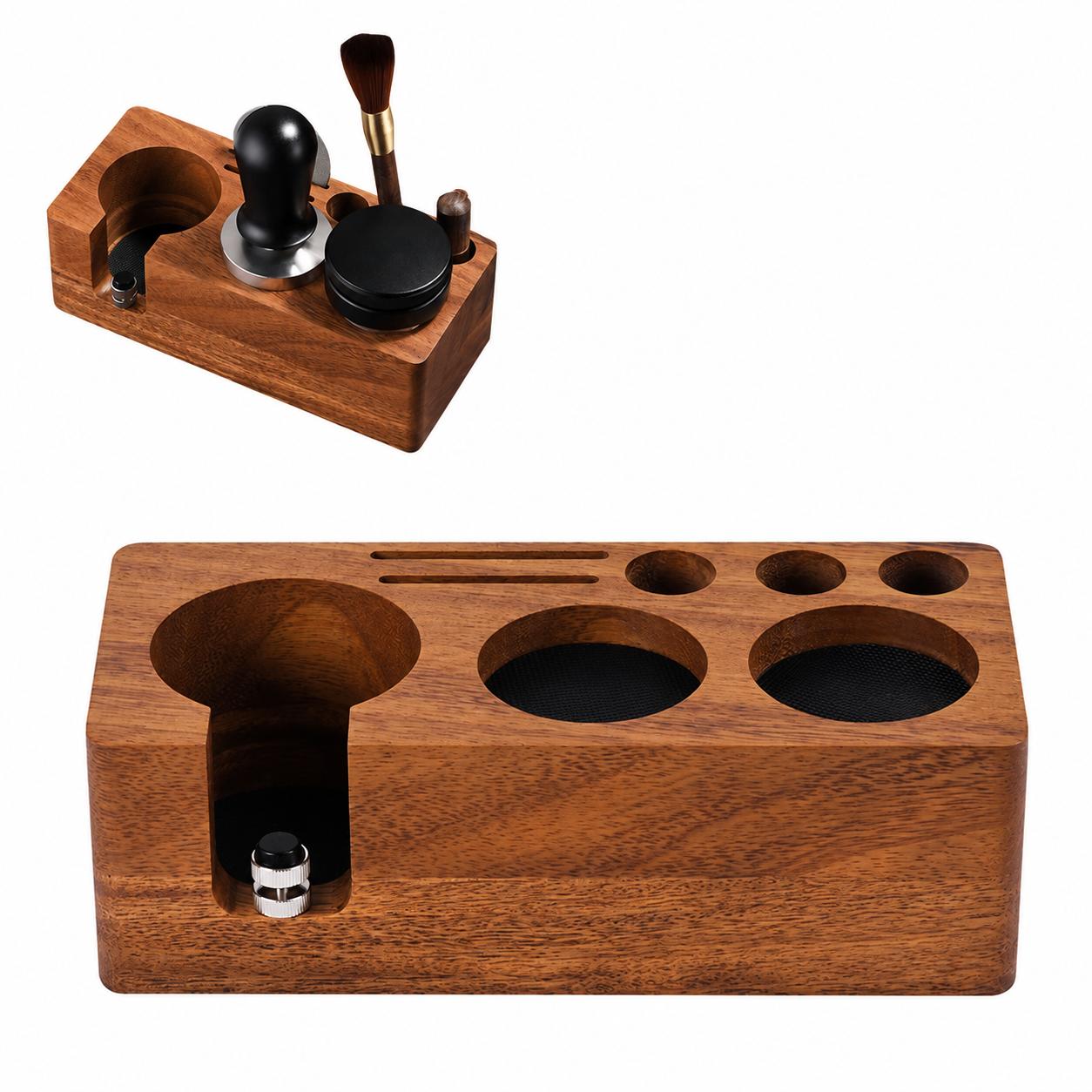 Walnut Espresso Tamping Station for 54mm