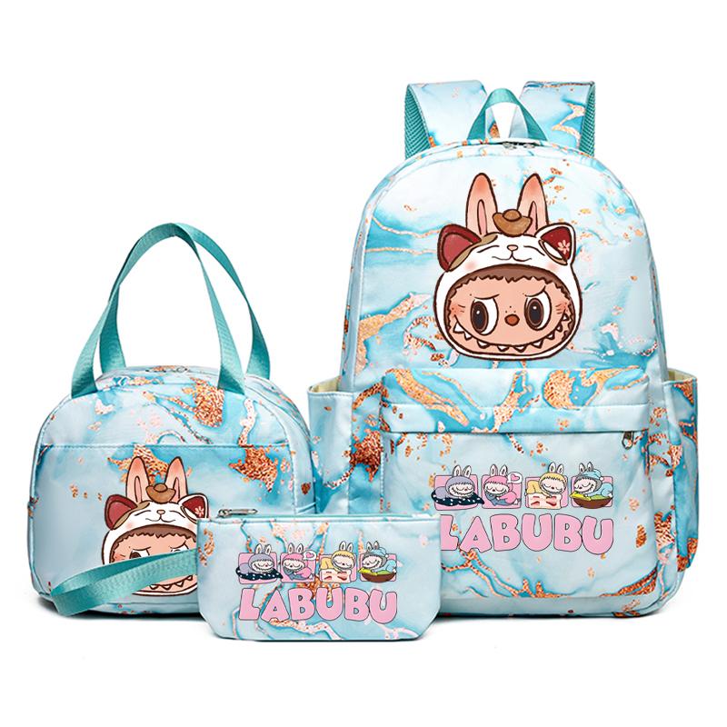 

3Pcs/set Cute Printed Backpack Lunch Bag Pencil Case Teenager Boy Girl Knapsack Student Zimomo Schoolbag Women Travel Bag Gift