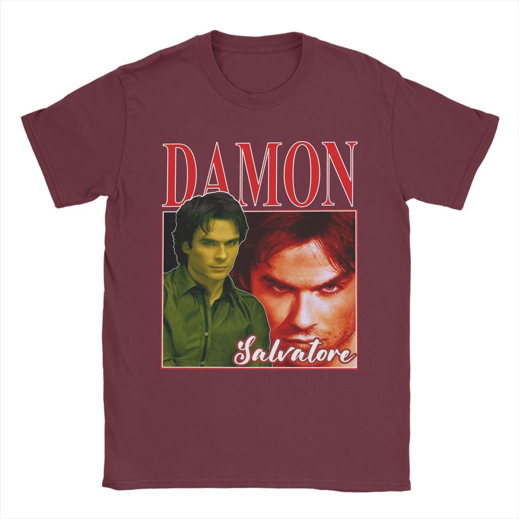Unisex s Damon Salvatore T Shirts The Vampire Diaries Ian Somerhalder 100 Cotton Clothing Short Sleeve Round Collar Tees TShirts