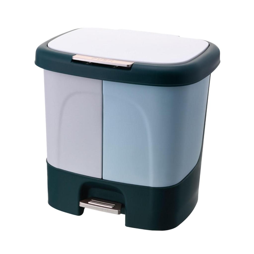Sorting Waste Bin with Lid Double Compartment wet and Saving indoor Household , 38.5x30x37cm