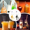 Silicone Straw Covers Pumpkin Ghost Reusable Drinking Straw Topper 4 Piece Accessories For Kitchen Dining Water Bottles Tumbler
