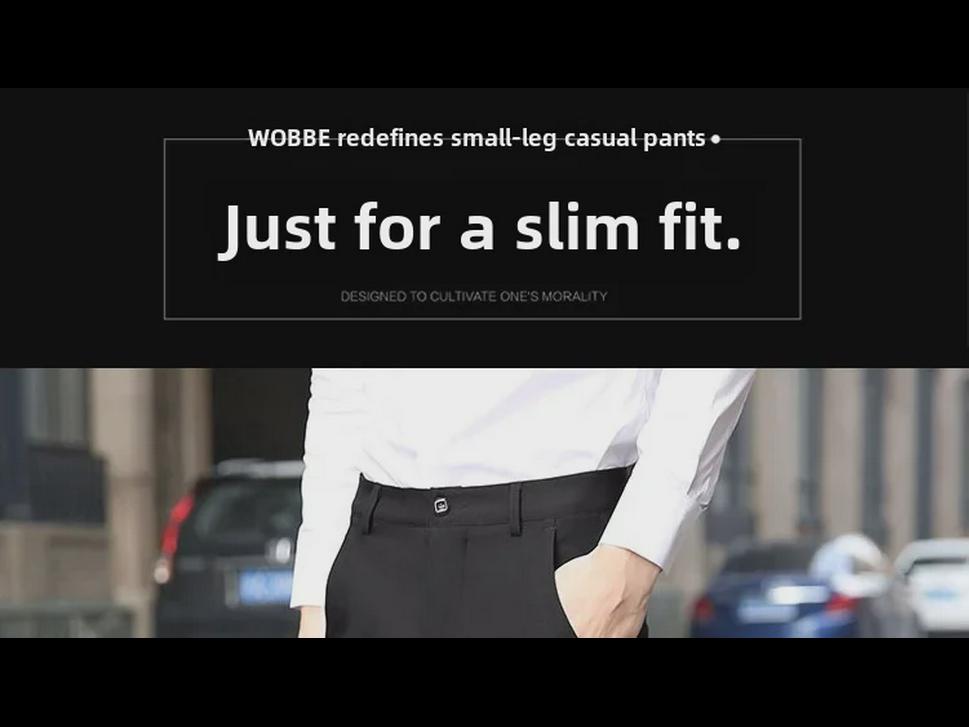 Men's Slim Black Nine-Point Pants: Korean Style, Trendy, Versatile, Casual, Spring/Autumn