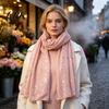 Leichter Winter-Layering Schal mit Glitzer-Schneeflocken-Foliendruck für Damen, Weihnachts-Weiche Mischung Schal Themen-Wickel, Herbst-Feiertag