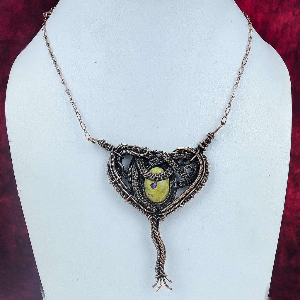 Stichtite Natural Gemstone Pendant Handmade Pendant Copper Wire Wrapped Antique Jewelry