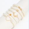 European & American Style Heart Crescent Moon Faux Pearl Layered Bracelet