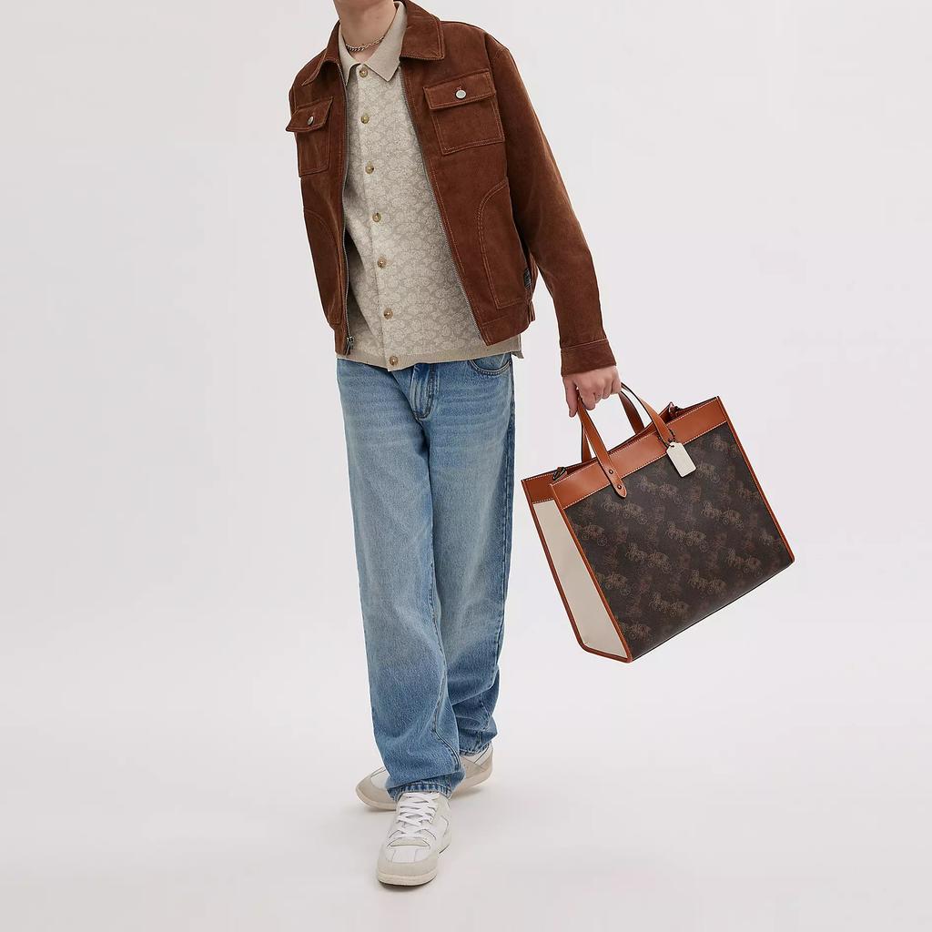 Coach Field 40 Tote Bag With Removable Shoulder Strap And Logo Print Women Tote Bags Brown Coffee CP446-W8F