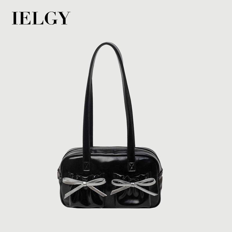 IELGY Fashionable All-Match One-Shoulder Black Underarm Bag Portable Tote Bag