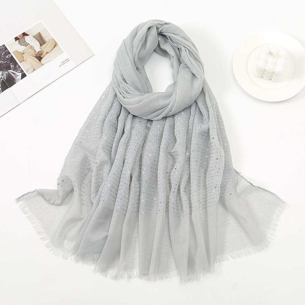 Autumn Winter New Candy Color Sequin Scarf Women Girls Rough Selvedge Scarves Soft Sunscreen Outdoor Shawl Female Wrap Shawls
