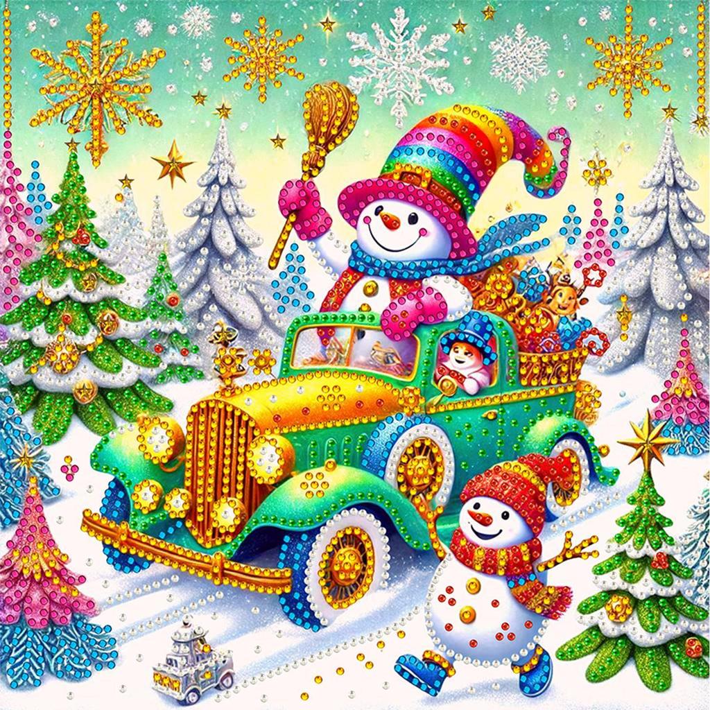 Snowman Partial DIY 5D Special Shaped Drill Diamond Painting Gem Art for Adults/Beginners Gift Idea Home Wall Decor 30x30cm