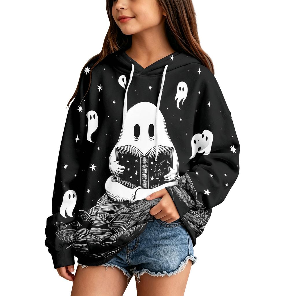 Kids Halloween Print Hoodie Pullover Sweatshirt for Boys Girls Casual Wear