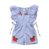 Baby Romper Embroidered Striped Jumpsuit Girl Summer Sleeveless Outfit
