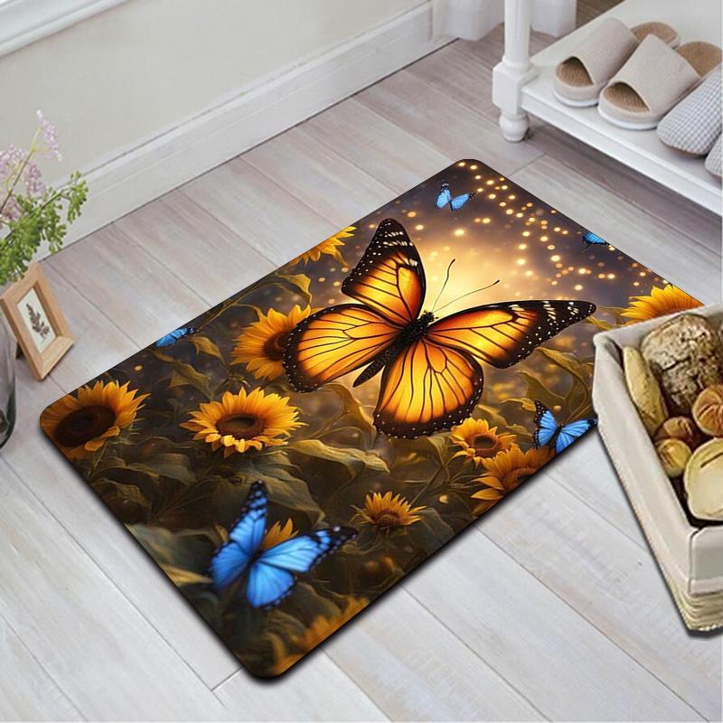 Sunflower and Butterfly Rug Floor Mat for Living Room or Bedroom Soft and Comfortable Carpet a Gift for Birthday and Holiday.MFF0918517