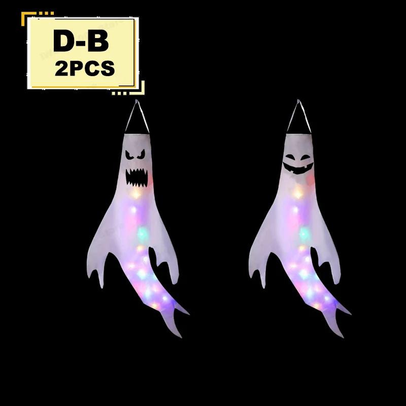Halloween Ghost Windsocks Decorations with LED Light, Outdoor, Hanging Ghost Windsocks for Trees, Yard, Halloween Decor Supplies