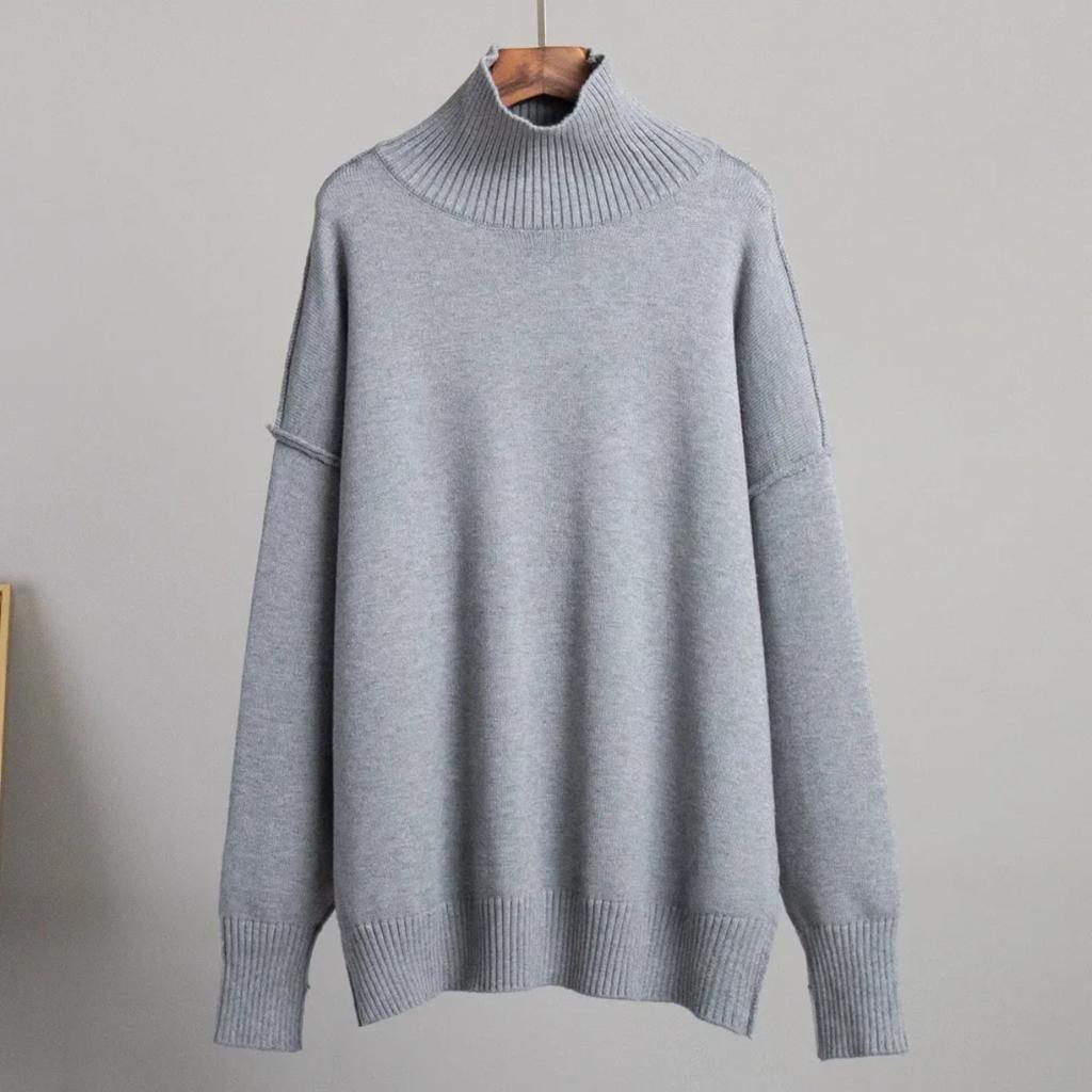 Autumn Winter Women's Solid Color Knitted Turtleneck Sweater Female Warm FashionThick Loose Casual Pullovers