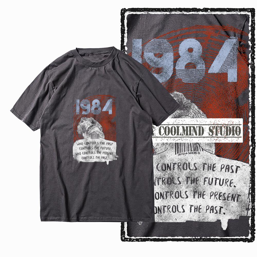 Coolmind X0019 Bavlna velká velikost potisk 1984 Exkluzivní grafické pánské tričko volné s kulatým výstřihem pánské tričko ležérní tričko pro muže trička