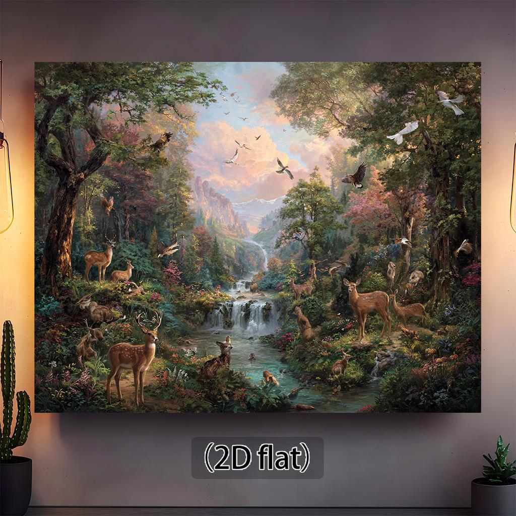 2D Flat Surface, 1 Piece. "Peaceful Forest Nature Theme Background Fabric, Suitable for Photography or Event Decoration"