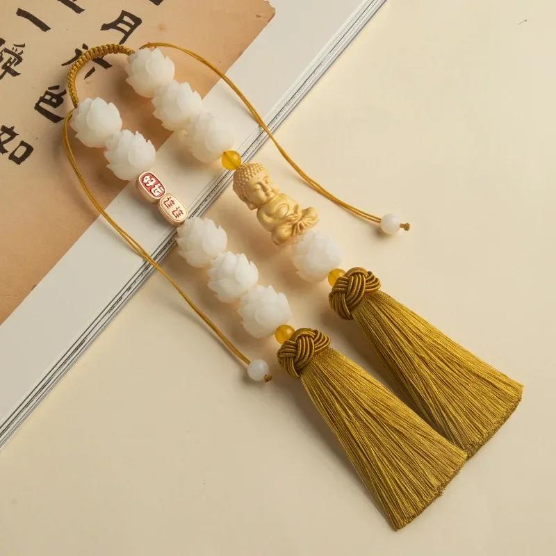 תליון שיאופו עץ הואנגיאנגמו לתלייה ברכב, בודהי לוטוס, מוצרים דקורטיביים למראה אחורית