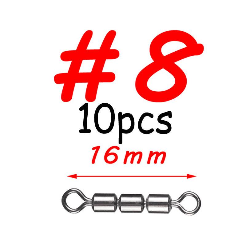 

10 шт./пакет, тройной вращающийся вертлюг, 3 секции, вращающиеся вертлюги, аксессуары для рыболовных снастей, медные такелажные вертлюги #6 #7 #8 #10 #8