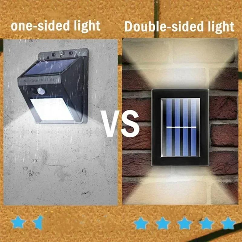 Spoturi solare sus-jos de exterior, Lampă de perete impermeabilă alimentată solar, Lumină decorativă cu lumina soarelui pentru grădină, terasă, curte, alei, peisaj stradal