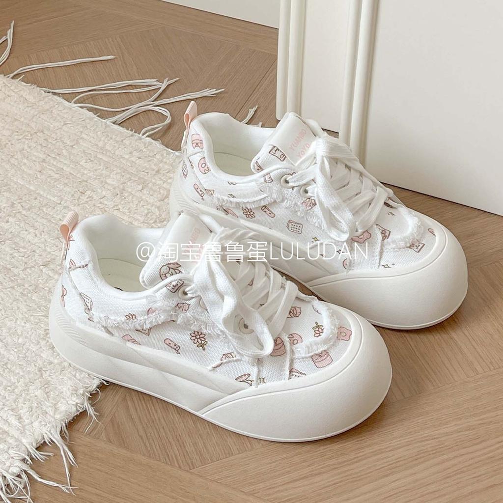 Fashion summer casual board shoes women's new platform with skirt bread shoes canvas shoes children