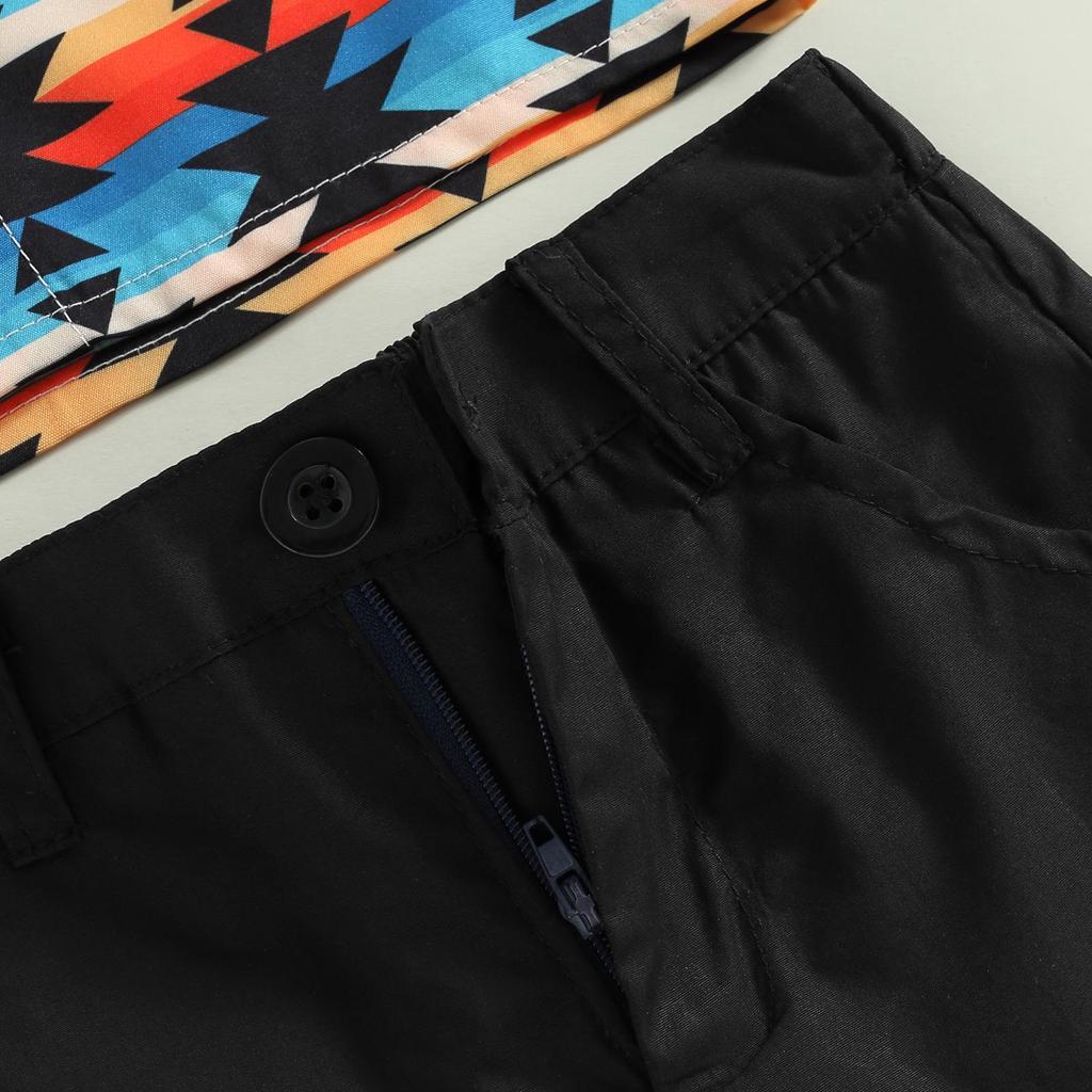 Baby Boy Clothes Toddler Cow Print Short Sleeve Button Down Shirt Elastic Waist Shorts Set 2Pcs Cowboy Outfit