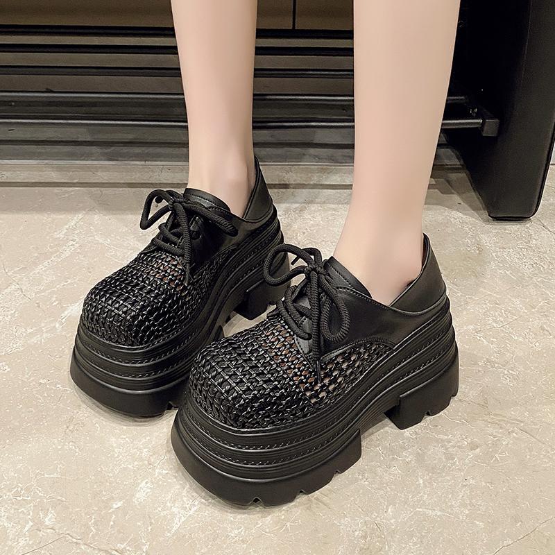 Fashion 10CM Women High Heels New Summer Pumps Females Lace-up Platform Chunky Sneakers Wedge Sandals Slides Shoes Zandalias De Mujer