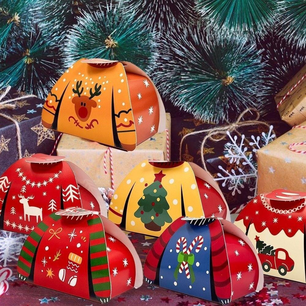 24PCS Assorted Candy Christmas Candy Boxes Sweater Shape Cookie Paper Boxes  Christmas Celebration