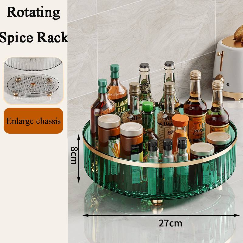 360 Multifunctional Rotating Spices Tray Seasoning Cosmetics Fruit Turntable Storage Suitable For Kitchen Cabinets And Homes