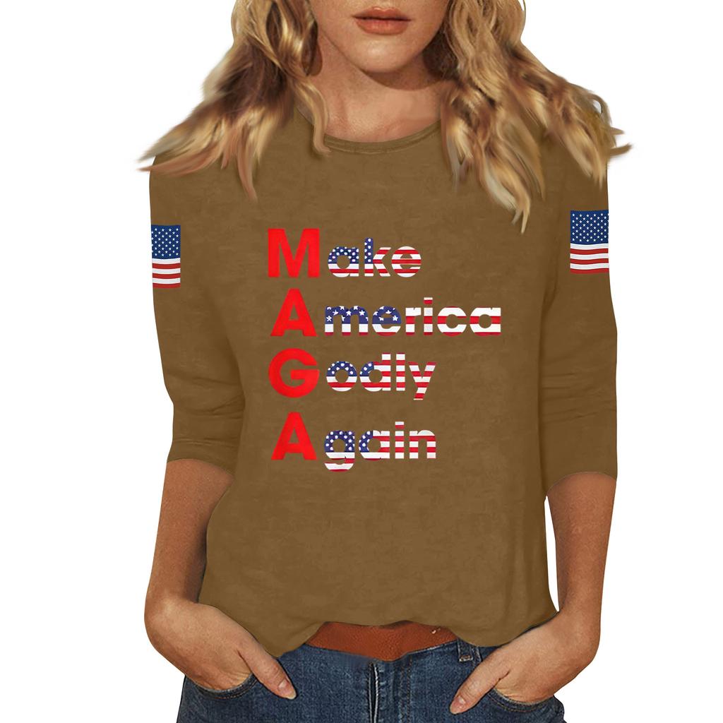 Women's Casual Fashionable Sexy Comfortable Neck Three-Quarter Sleeve Top