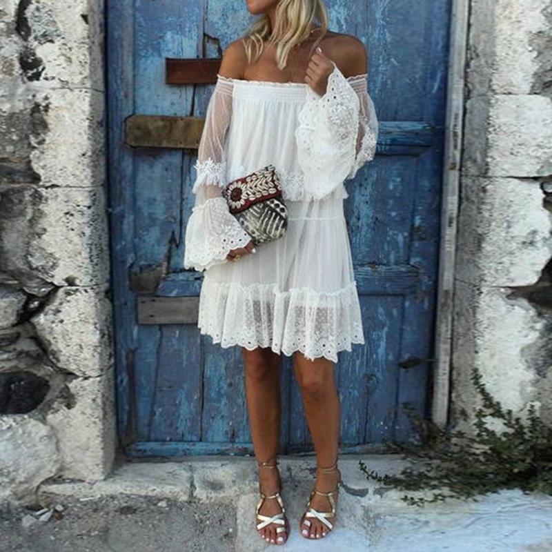 Midi Dress Off The Shoulder Flare Sleeve Dress Buy ZANZEA Sexy