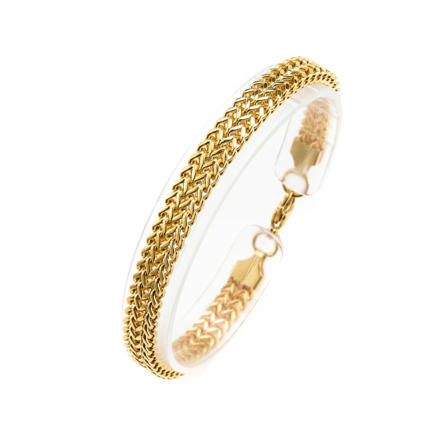 Men s Square Fish Scale Titanium Steel Bracelet, Simple Atmosphere Gold, Silver and Black Three-color Electroplated Bracelet